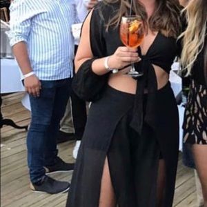 Pants and long sleeve cropped